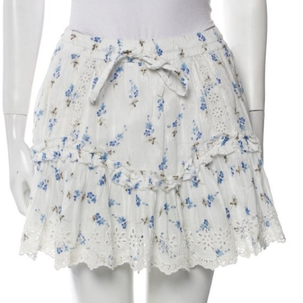 LoveShackFancy Eyelet Lace Tie front skirt size small